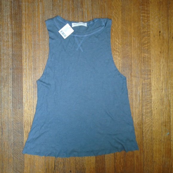 UO Project Social Tee Dark Gray Ribbed Tank Top - Picture 3 of 4